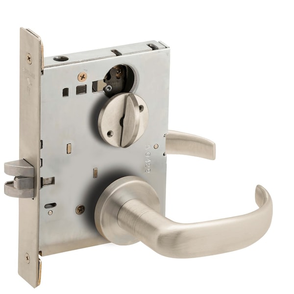 Schlage Grade 1 Bed Bathroom Privacy Mortise Lock, 17 Lever, A Rose, Satin Nickel Plated Clear Coated Finish L9040 17A 619 - main